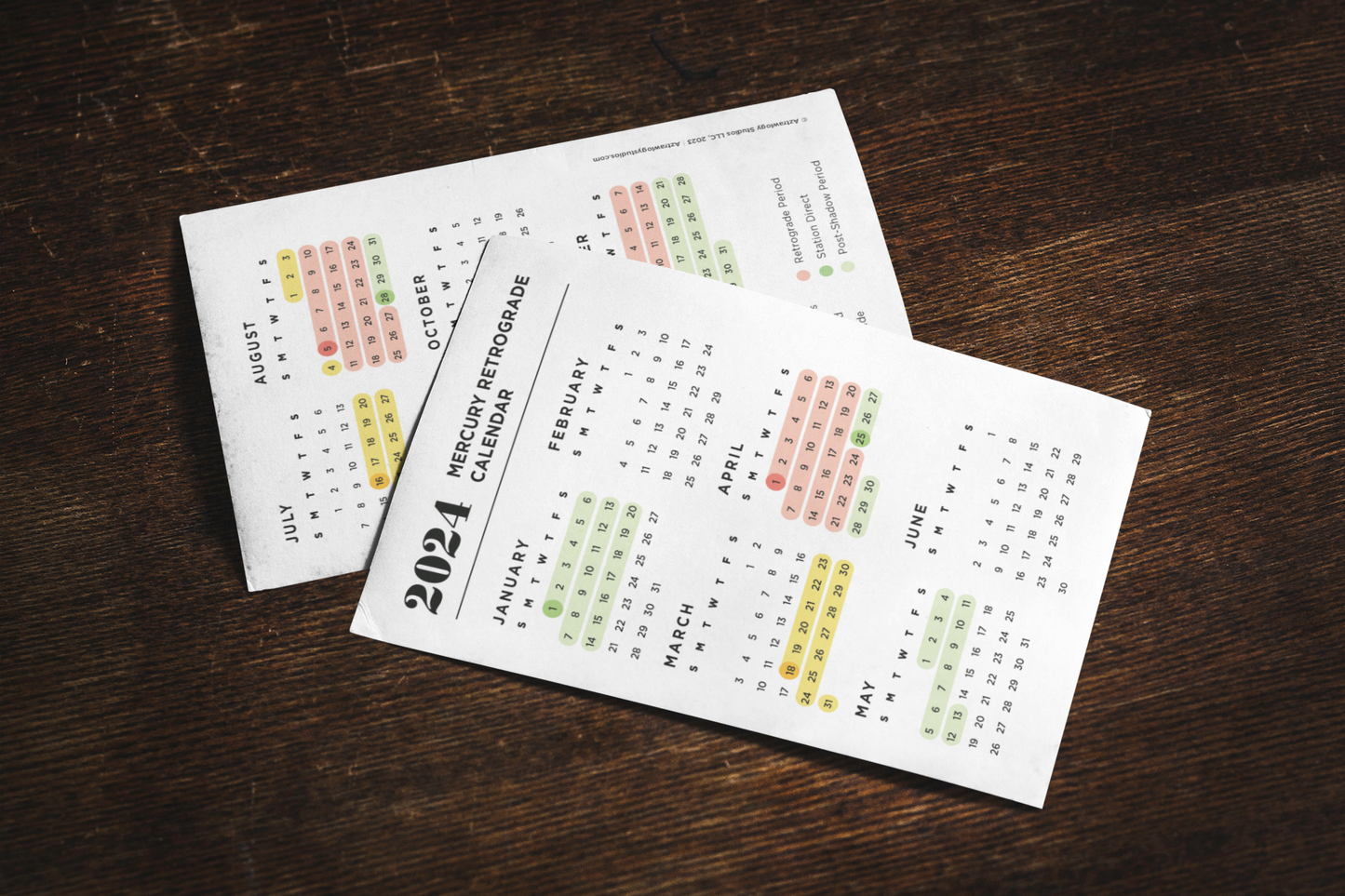 2024 Mercury Retrograde Postcard Calendar