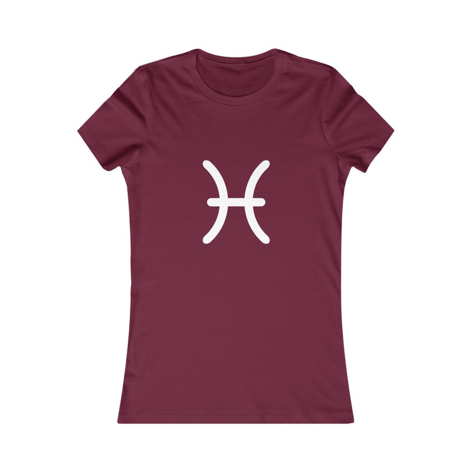 Women's Pisces Zodiac Sign Glyph TeeMaroon / S