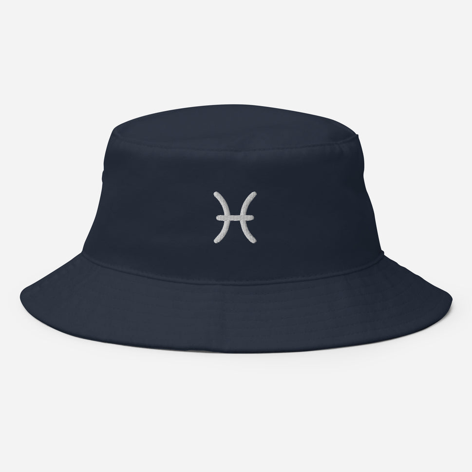 Pisces Glyph Bucket HatNavy