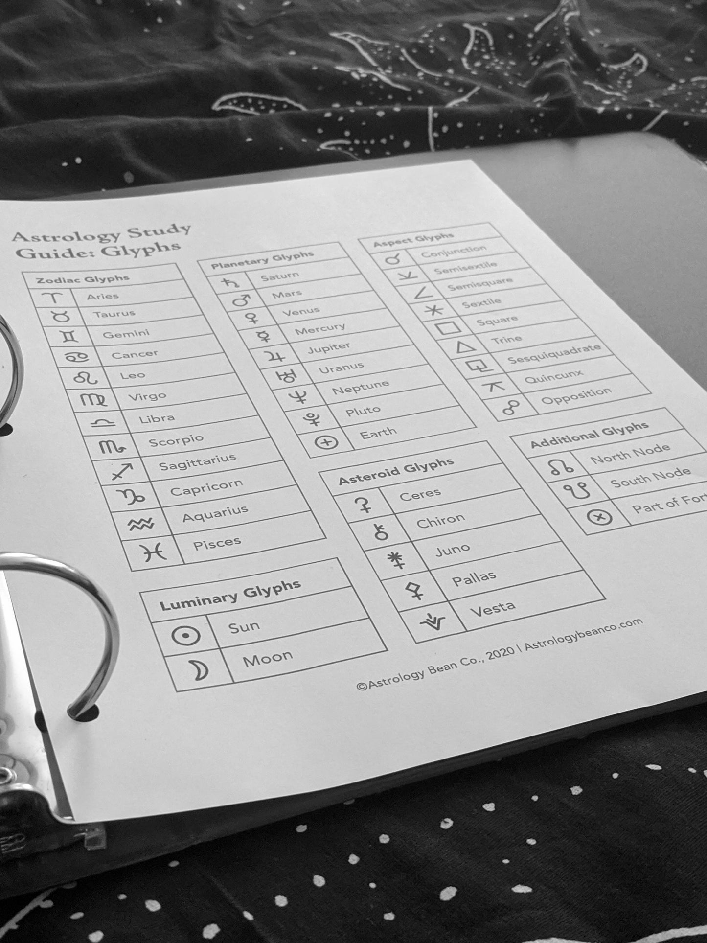 Astrology Glyph Study Guide (Digital Download)